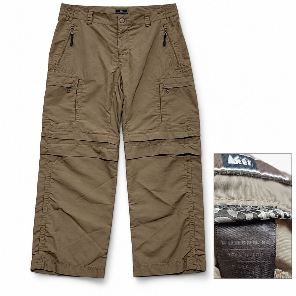 Rei Womens Convertible Hiking Cargo Pants Zip Off Shorts Straight Leg Size 34x30